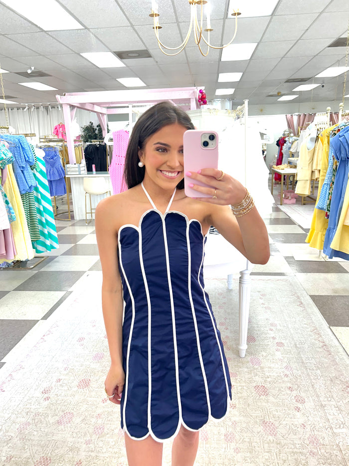 Navy Pier Scalloped Mini Dress