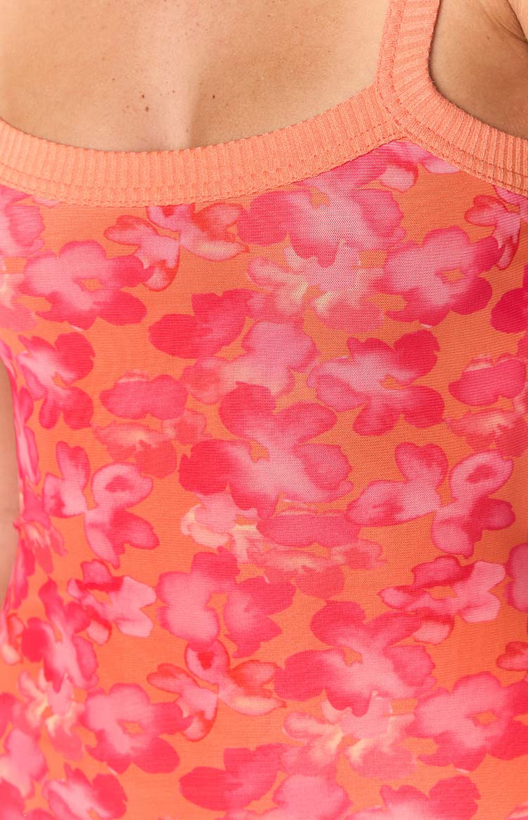 Kelly Orange Floral Maxi Dress