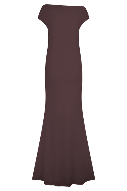 Kinsley Slinky Maxi Dress With Hardware - Chocolate