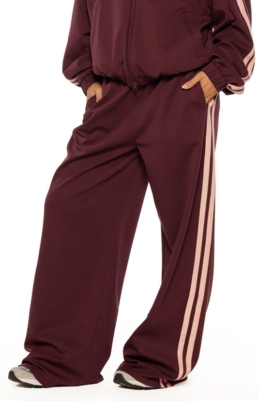Kosie Burgundy and Pink Stripe Track Pants - PRE ORDER