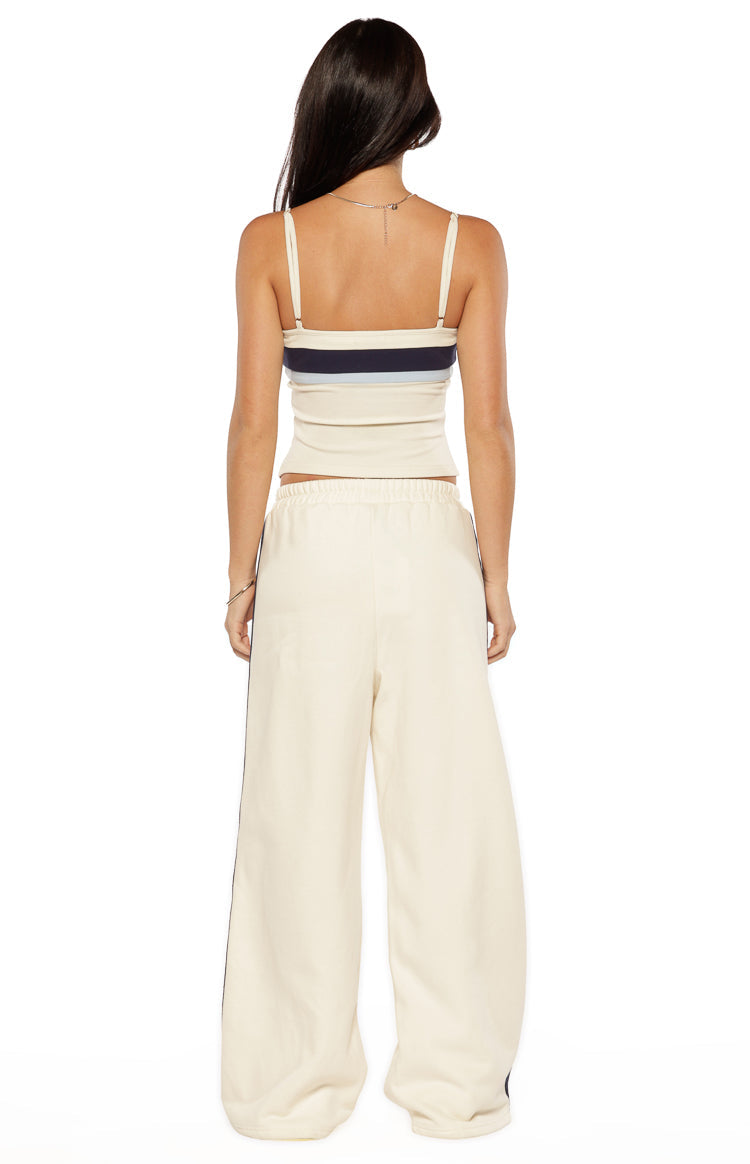 Leya White Contrast Stripe Singlet