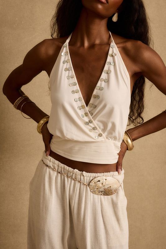 Venice Ivory Halter Top