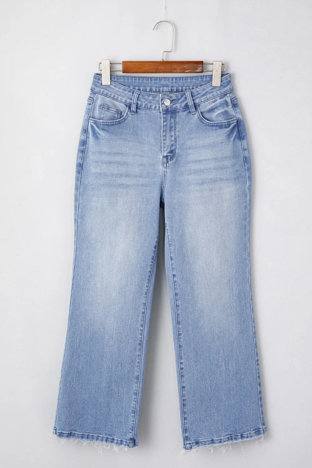 Hazel Blues® |  Mineral Wash Raw Hem High Waist Flared Jeans