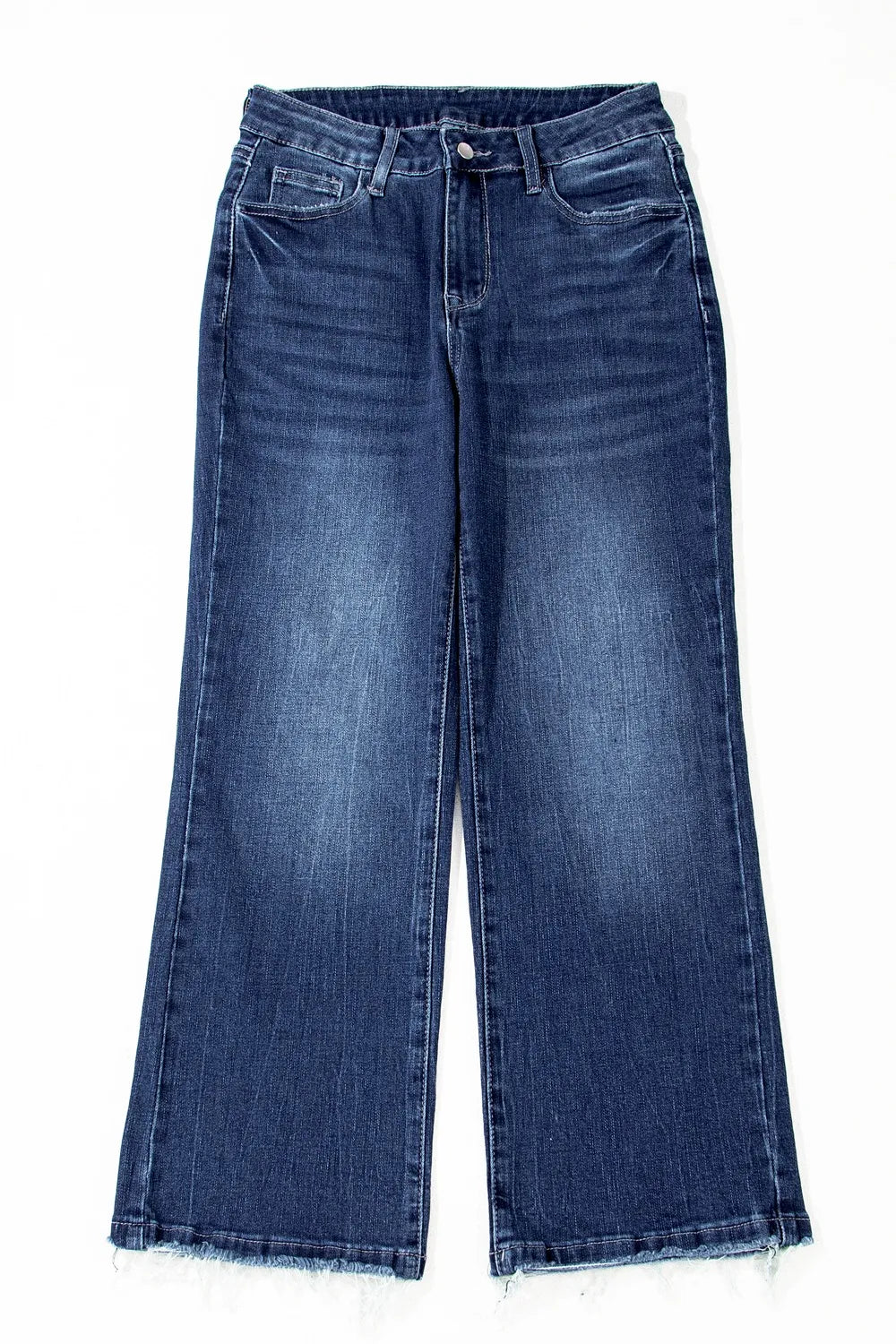 Hazel Blues® |  Mineral Wash Raw Hem High Waist Flared Jeans