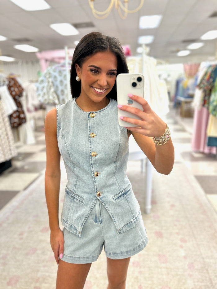 Audrey Denim Short Set