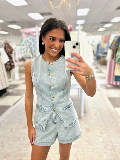 Audrey Denim Short Set