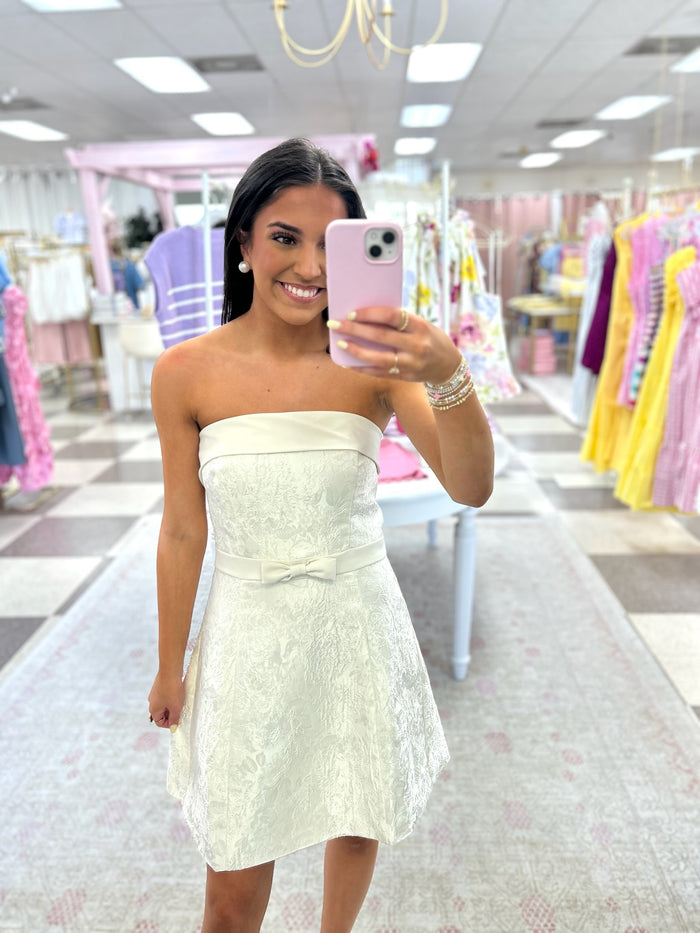 Belle Strapless Dress with Bow (Ivory)