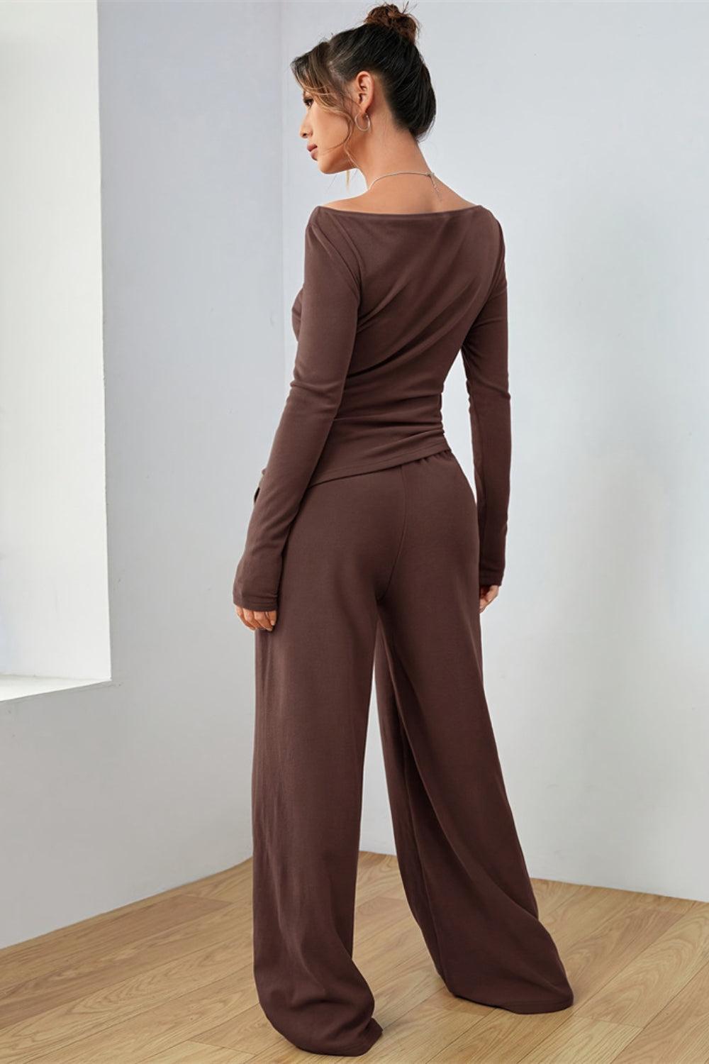 Hazel Blues® |  Boat Neck Long Sleeve Top and Pants Set