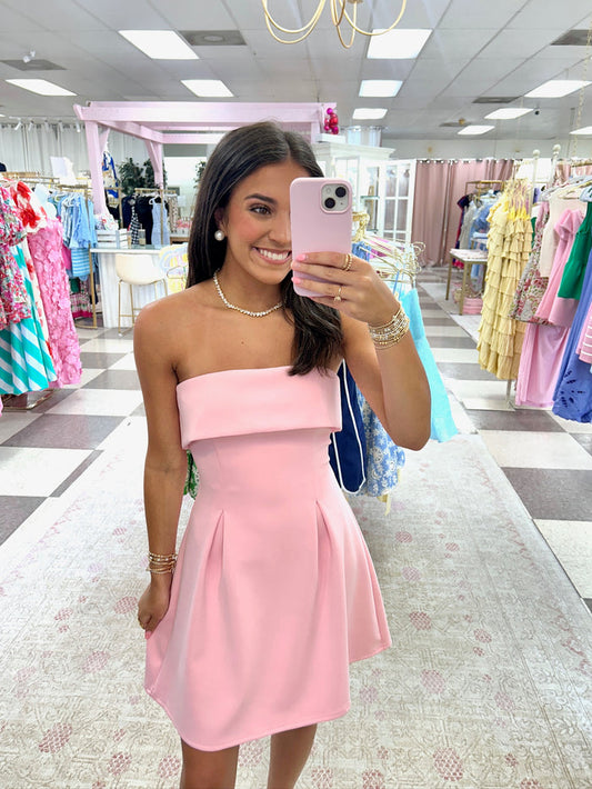 Bubblegum Pink Strapless Mini Dress
