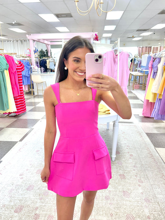 Camille Mini Romper Dress (Pink)