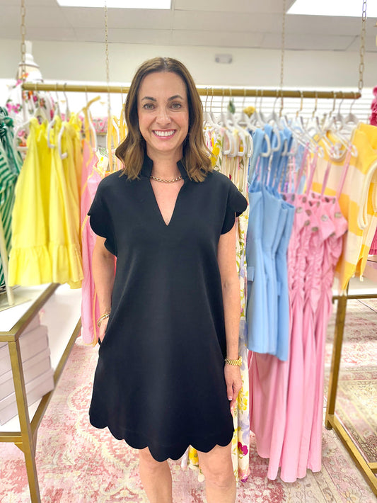 Carley Scalloped Ready to Go Dress (Black)