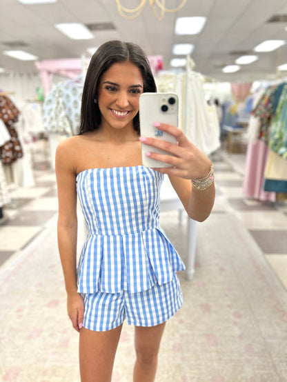 Coastal Blue Gingham Set