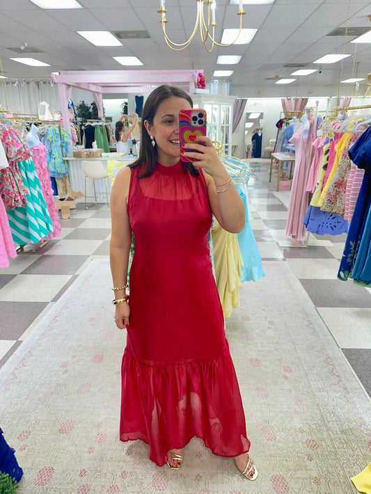 Elle Organza Formal Dress (Red)
