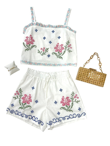 Embroidered 2 Piece Short Set