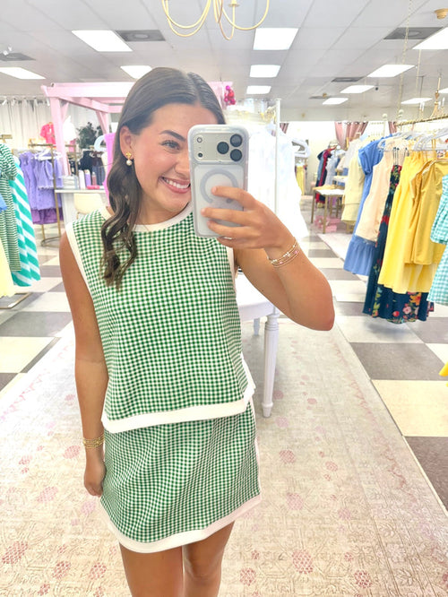 Emma 2 Piece Gingham Set (Green)