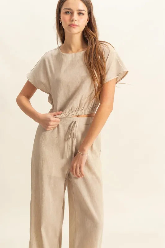 Hazel Blues® |  HYFVE Round Neck Short Sleeve Top and Pants Set