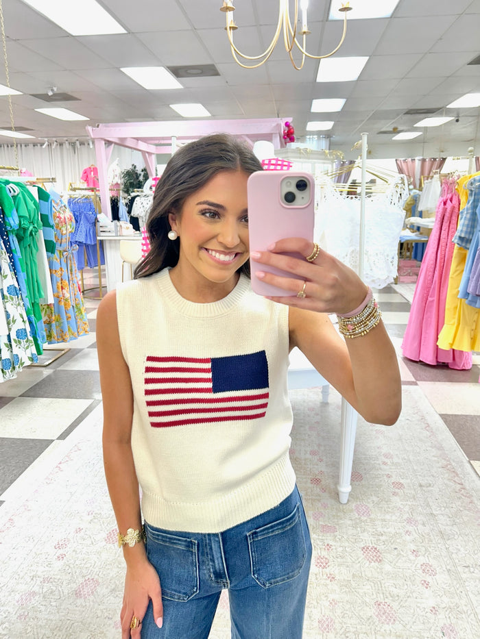 Flag Sleeveless Sweater Top