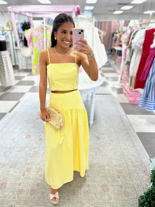 Gingham Top/Maxi Set (Yellow)