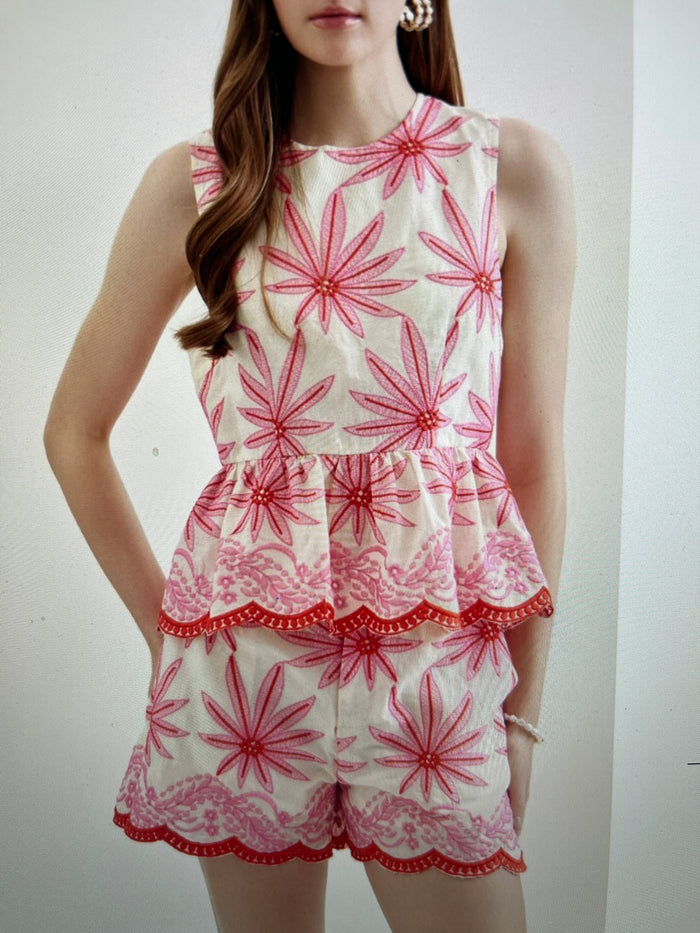 Hibiscus Peplum Top