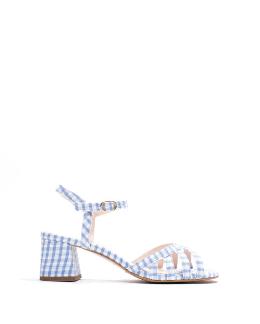 Issi 55 Pleated gingham vegan Bubble blue - Anonymous Copenhagen