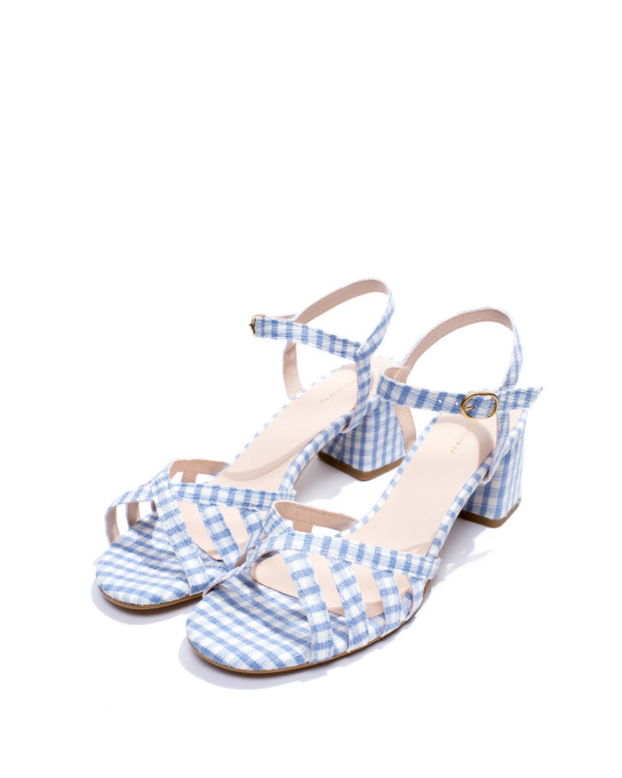 Issi 55 Pleated gingham vegan Bubble blue - Anonymous Copenhagen
