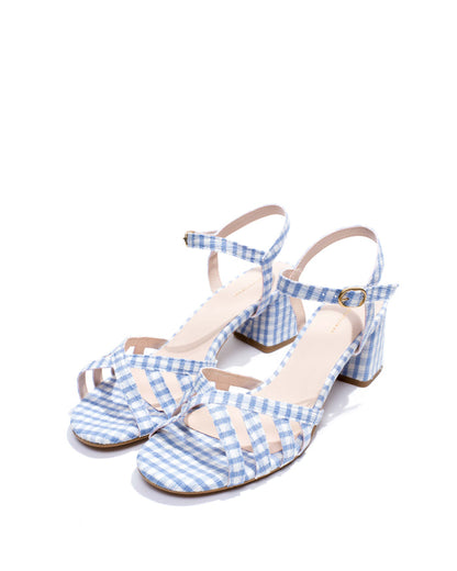 Issi 55 Pleated gingham vegan Bubble blue - Anonymous Copenhagen