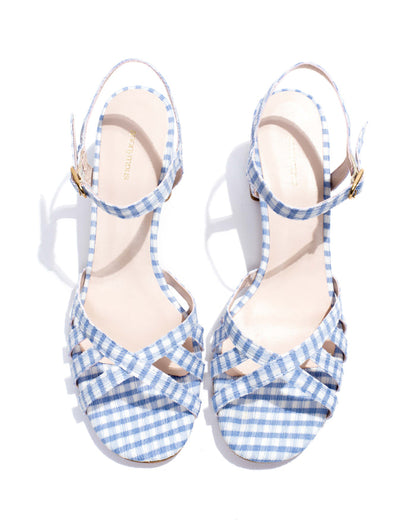 Issi 55 Pleated gingham vegan Bubble blue - Anonymous Copenhagen