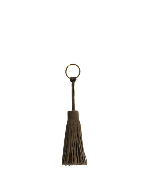 Katty fringe keyring Calf suede Moss green - Anonymous Copenhagen Small Leather Goods