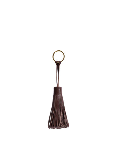 Katty fringe keyring Pebbled soft calf Chocolate - Anonymous Copenhagen Small Leather Goods
