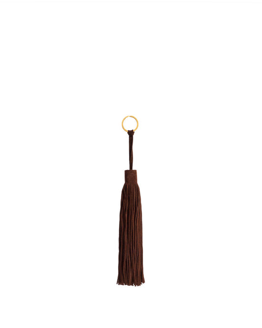 Langley fringe keyring Calf suede Chocolate - Anonymous Copenhagen Small Leather Goods