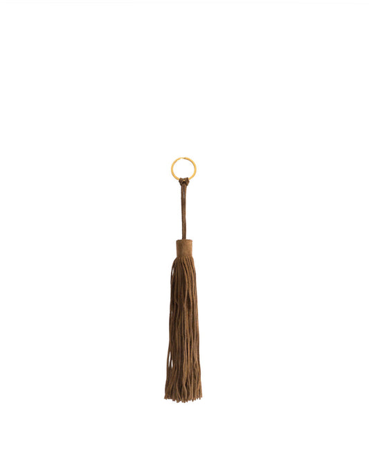 Langley fringe keyring Calf suede Cinnamon - Anonymous Copenhagen Small Leather Goods