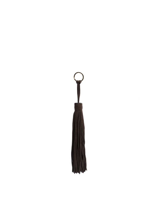 Langley fringe keyring Calf suede Coffee brown - Anonymous Copenhagen