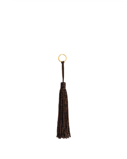 Langley fringe keyring Calf suede print Jaguar - Anonymous Copenhagen Small Leather Goods