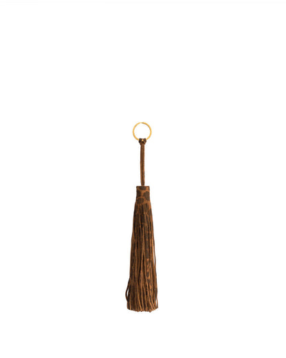 Langley fringe keyring Calf suede print Leopard - Anonymous Copenhagen Small Leather Goods