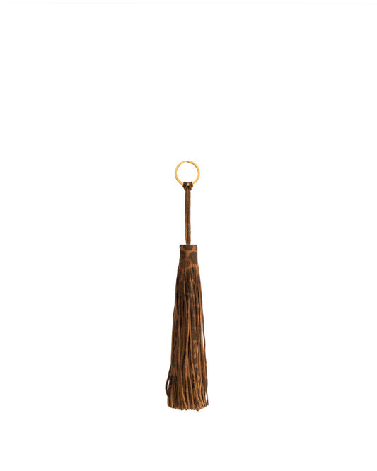 Langley fringe keyring Calf suede print Leopard - Anonymous Copenhagen Small Leather Goods