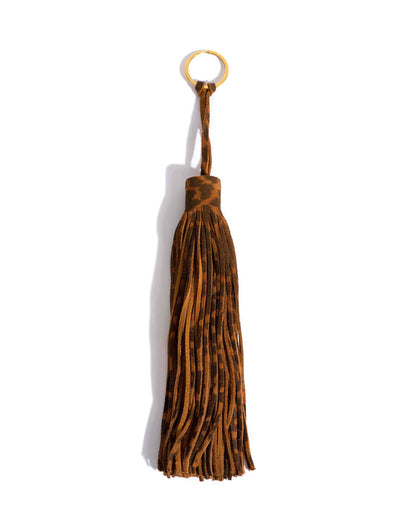 Langley fringe keyring Calf suede print Leopard - Anonymous Copenhagen Small Leather Goods