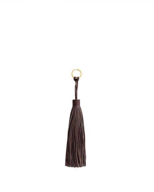 Langley fringe keyring Pebbled soft calf Chocolate - Anonymous Copenhagen Small Leather Goods
