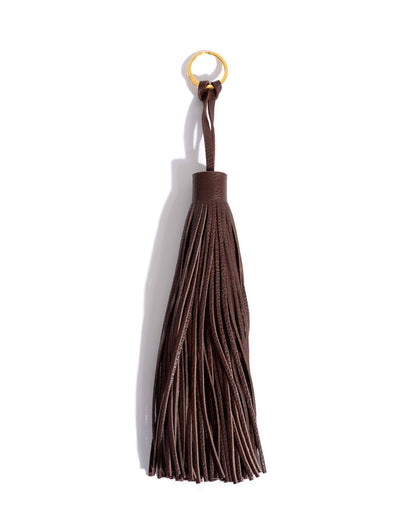 Langley fringe keyring Pebbled soft calf Chocolate - Anonymous Copenhagen Small Leather Goods