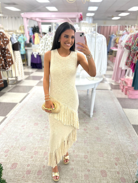 Living on Island Time Dress "Cream Fringe"