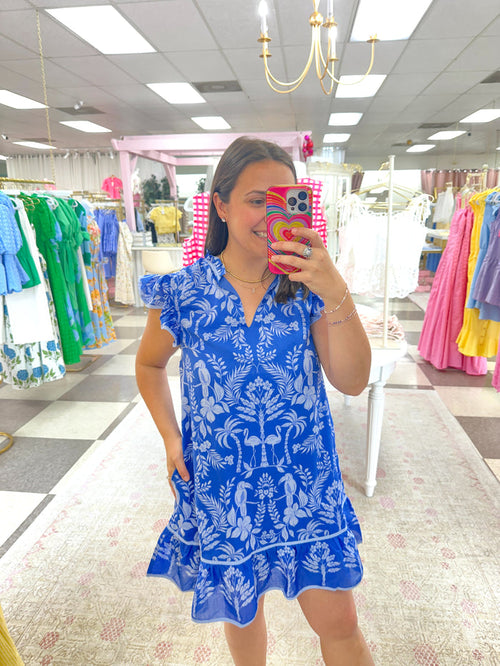 Palms and Birds Mini Dress