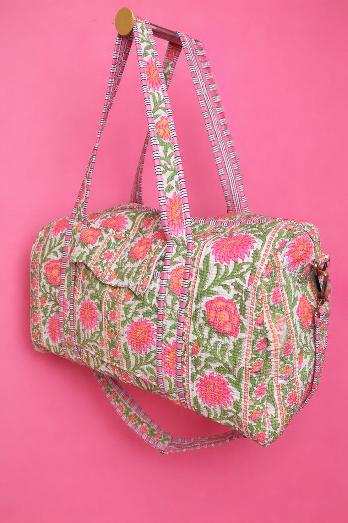 Pink Floral Duffel Bag