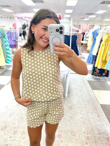 Polka Dot Top (Sand/White)