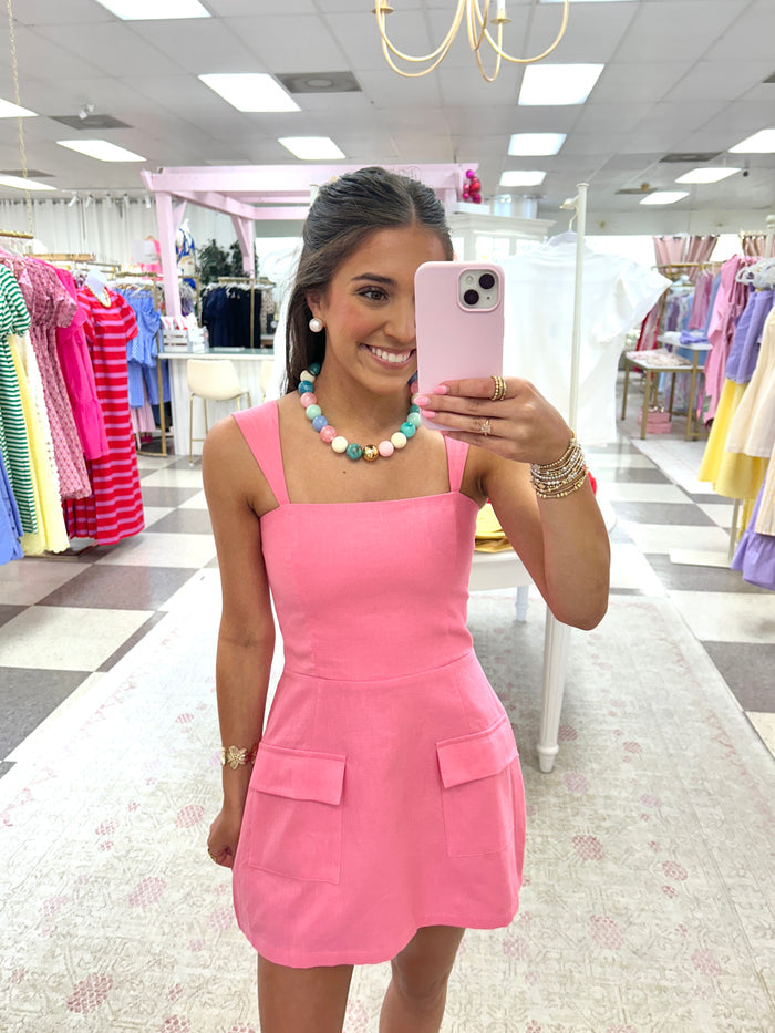Pretty In Pink Romper Dress
