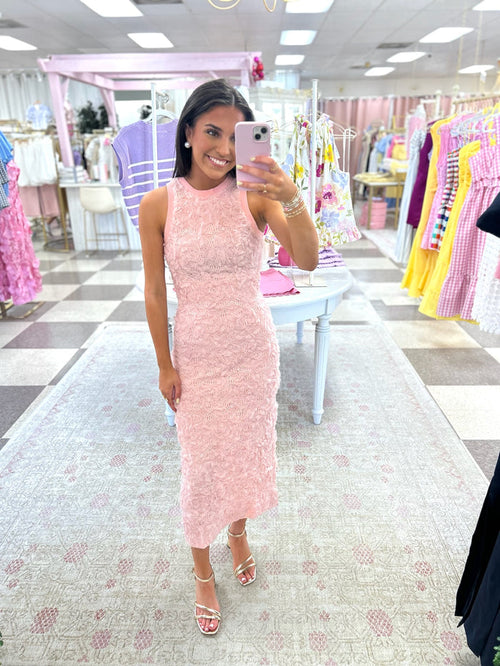 Rose Bud Midi Dress (Pink)