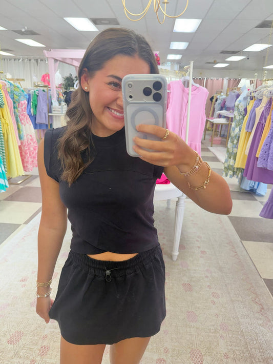 Skyline Athleisure Set Top/Skort (Black)