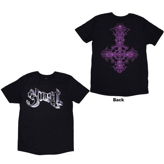 T-Shirt - Ghost - Metal Logo & Purple Grucifix